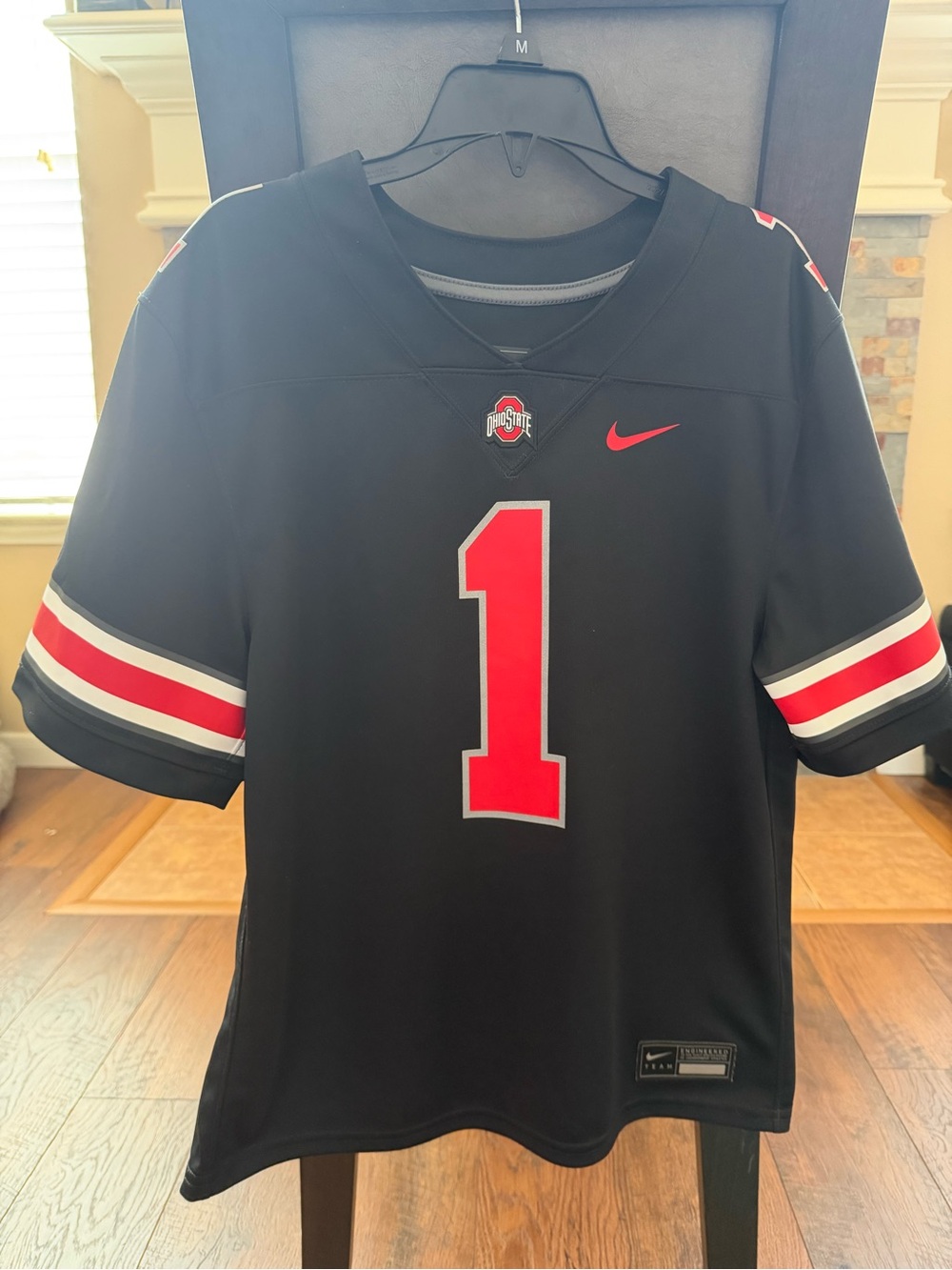 Nike Ohio State Buckeyes #1 Youth Large Black Football Jersey Dri-FIT OSU